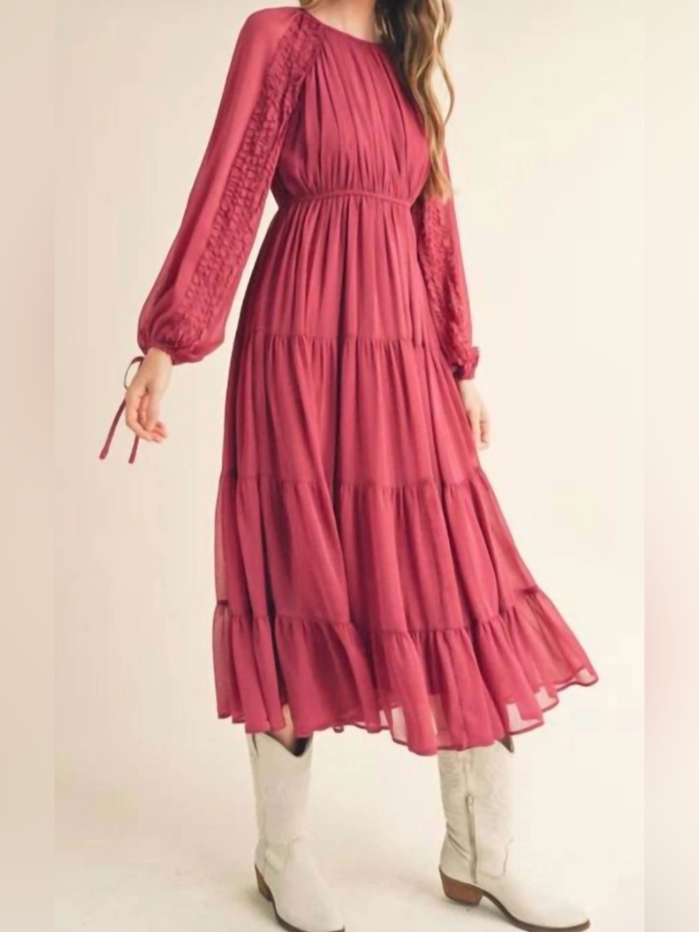 &merci Tasa Maxi Dress (L) dark rose / wine
